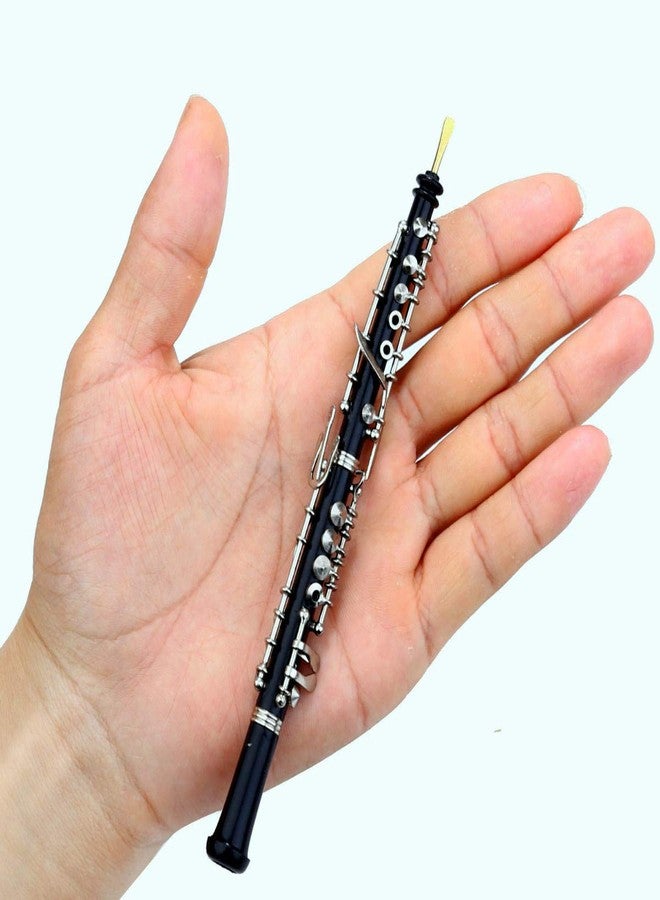 Dselvgvu Miniature Oboe with Stand and Case Mini Musical Instrument Oboe Replica Collectible Figurines Dollhouse Accessories Model Home Decoration Display Ornament (6.31") - Image 2